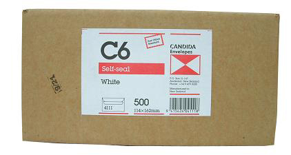 Envelopes C6 White Self Seal - 500